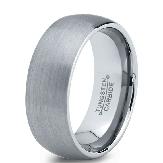 Charming Jewelers Tungsten Wedding Band Ring 7mm for Men Women Comfort Fit Domed Round Brushed Lifetime Guarantee 5.5