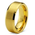 thumbnail image 1 of Charming Jewelers Tungsten Wedding Band Ring 8mm for Men Women Comfort Fit 18K Yellow Gold Plated Beveled Edge Brushed Polished Lifetime Guarantee Size 9.5, 1 of 5