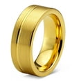 thumbnail image 1 of Charming Jewelers Tungsten Wedding Band Ring 8mm for Men Women Comfort Fit 18K Yellow Gold Plated Flat Cut Brushed Polished Lifetime Guarantee Size 13, 1 of 3