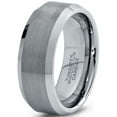 thumbnail image 1 of Charming Jewelers Tungsten Wedding Band Ring 8mm for Men Women Comfort Fit Beveled Edge Brushed Lifetime Guarantee, 1 of 3