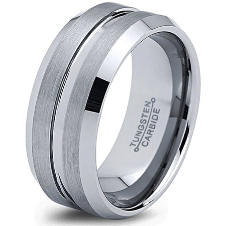 Charming Jewelers Tungsten Wedding Band Ring 8mm for Men Women Comfort Fit Beveled Edge Polished Lifetime Guarantee