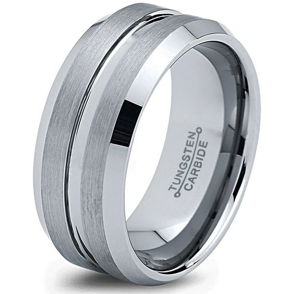 Charming Jewelers Tungsten Wedding Band Ring 8mm for Men Women Comfort Fit Beveled Edge Polished Lifetime Guarantee