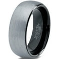 thumbnail image 1 of Charming Jewelers Tungsten Wedding Band Ring 8mm for Men Women Comfort Fit Black Domed Round Brushed Lifetime Guarantee, 1 of 5