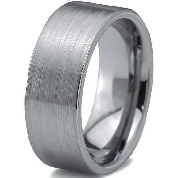 Charming Jewelers Tungsten Wedding Band Ring 8mm for Men Women Comfort Fit Pipe Cut Brushed Polished Lifetime Guarantee Size 5