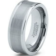 thumbnail image 1 of Charming Jewelers Tungsten Wedding Band Ring 8mm for Men Women Comfort Fit Step Beveled Edge Brushed Lifetime Guarantee Size 5, 1 of 5