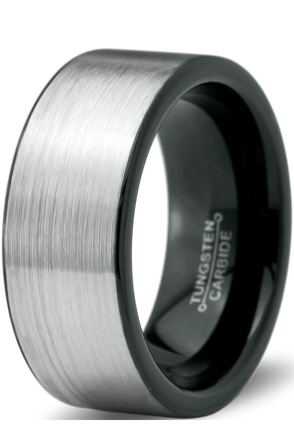 Tungsten Wedding Band Ring 8mm for Men Women Grey Black Flat Cut Brushed Size 6