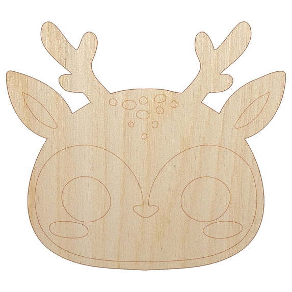 Charming Kawaii Chibi Deer Face Blushing Cheeks Wood Shape Unfinished Piece Cutout Craft DIY Projects - 4.70 Inch Size - 1/4 Inch Thick