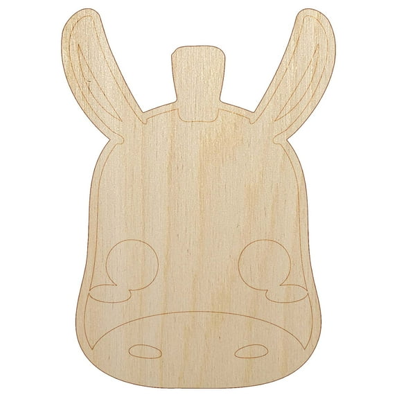 Charming Kawaii Chibi Donkey Mule Face Blushing Cheeks Farm Wood Shape Unfinished Piece Cutout Craft DIY Projects - 4.70 Inch Size - 1/4 Inch Thick
