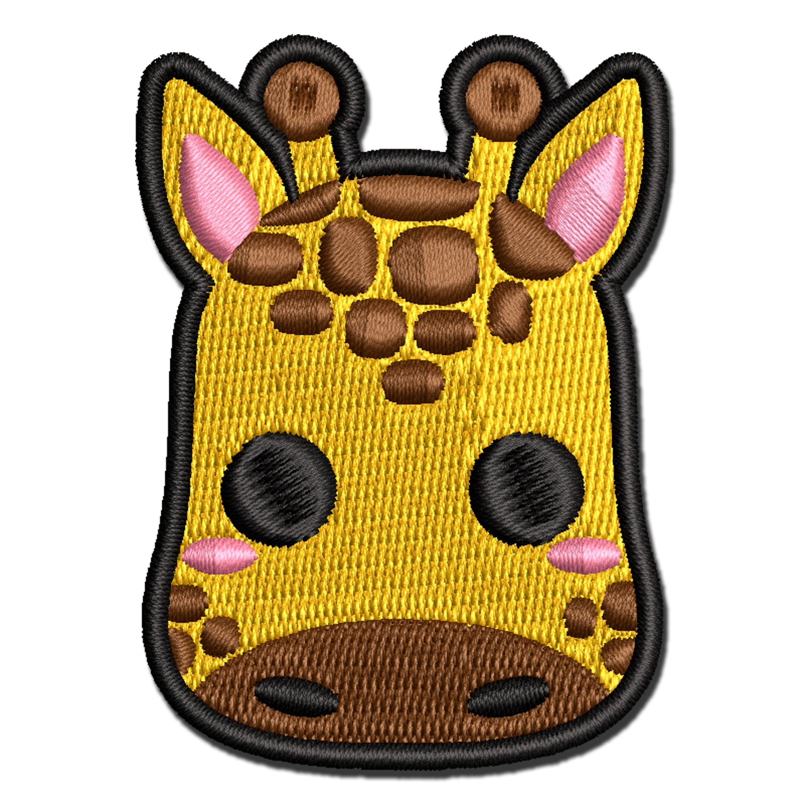 Charming Kawaii Chibi Giraffe Face Blushing Cheeks Applique MultiColor