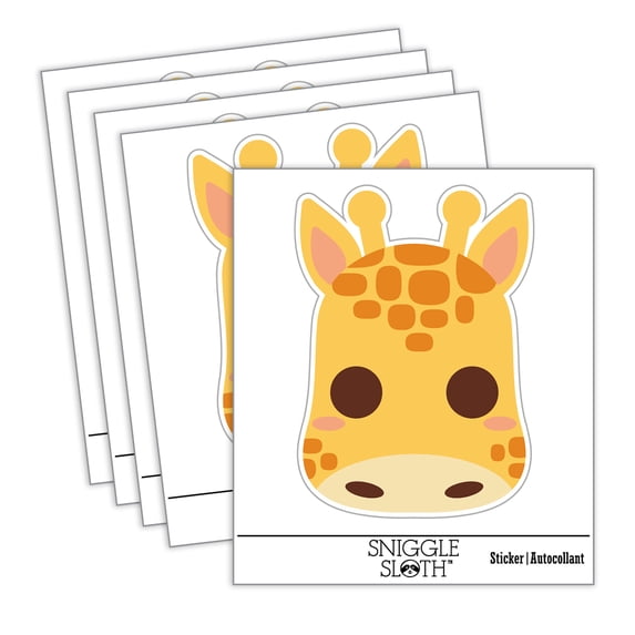 Charming Kawaii Chibi Giraffe Face Blushing Cheeks Car Window Bumper Water Bottle Phone Tablet Laptop Waterproof Vinyl Decal Sticker Set 5-Pack - Gloss Finish - 3.0"