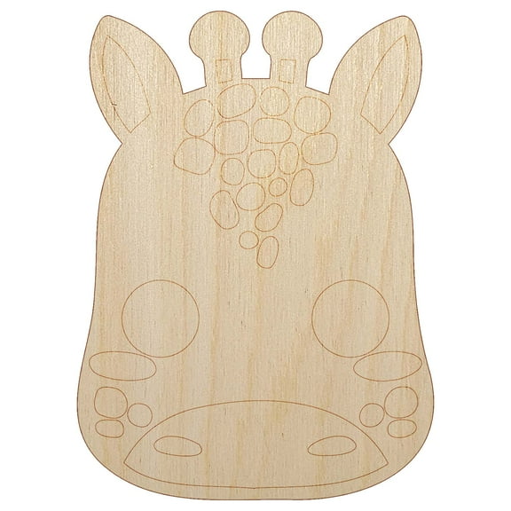 Charming Kawaii Chibi Giraffe Face Blushing Cheeks Wood Shape Unfinished Piece Cutout Craft DIY Projects - 4.70 Inch Size - 1/8 Inch Thick