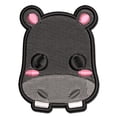 thumbnail image 1 of Charming Kawaii Chibi Hippopotamus Face Blushing Cheeks Applique Multi-Color Embroidered Hook & Loop Patch - 3 Inch Medium, 1 of 5
