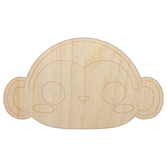 Charming Kawaii Chibi Monkey Face Blushing Cheeks Wood Shape Unfinished Piece Cutout Craft DIY Projects - 4.70 Inch Size - 1/8 Inch Thick