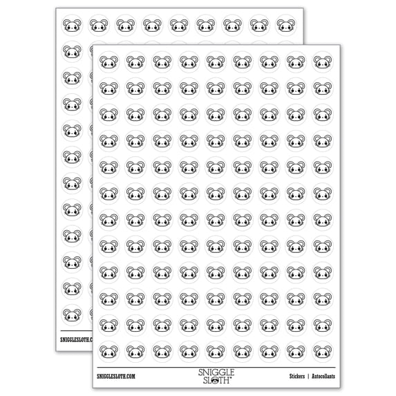 Charming Kawaii Chibi Mouse Face Blushing Cheeks 200+ Round Stickers - White - Matte Finish - 0.50" Size