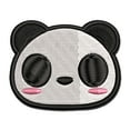 thumbnail image 1 of Charming Kawaii Chibi Panda Bear Face Blushing Cheeks Applique Multi-Color Embroidered Iron-On Patch - 3 Inch Medium, 1 of 5