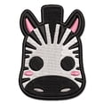 thumbnail image 1 of Charming Kawaii Chibi Zebra Face Blushing Cheeks Applique Multi-Color Embroidered Hook & Loop Patch - 2.5 Inch Small, 1 of 5