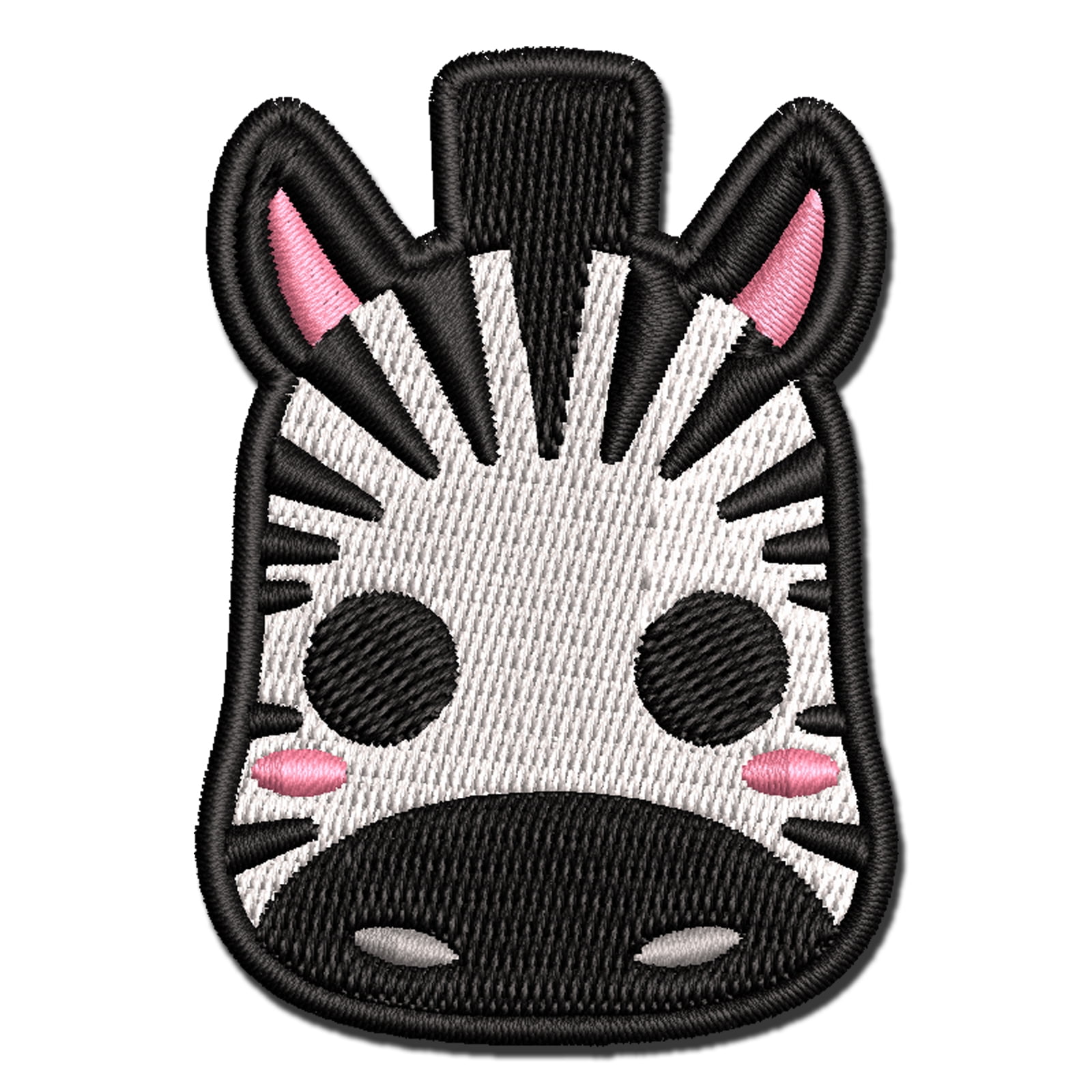 Charming Kawaii Chibi Zebra Face Blushing Cheeks Applique Multi-Color Embroidered Iron-On Patch - 3.5 Inch Large