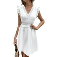thumbnail image 1 of Charming Lace Stitching V-Neck Dress - Perfect for All Seasons, 1 of 4