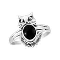 thumbnail image 1 of Charming Lady Fox w/ Oval Black Onyx Sterling Silver Ring-7, 1 of 5