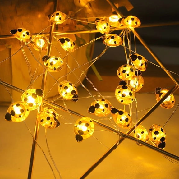 Charming Ladybug Shape String Lights - 20 LED Battery Powered Indoor Decorations for Kids' Parties and Holidays