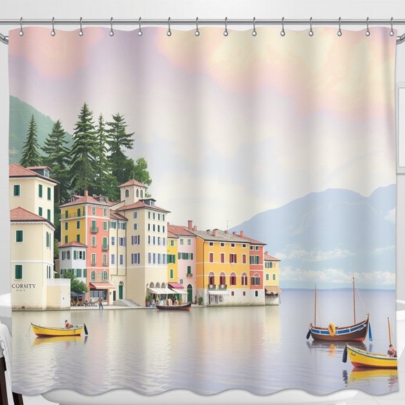 Charming Lake Shower Curtain - Vibrant Colors & Tranquil Scene
