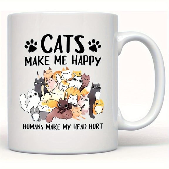 Charming Letter Print Coffee Mug 11oz Insulated Ceramic Cup Home Use Friends on Holidays like Halloween Christmas Easter Thanksgiving