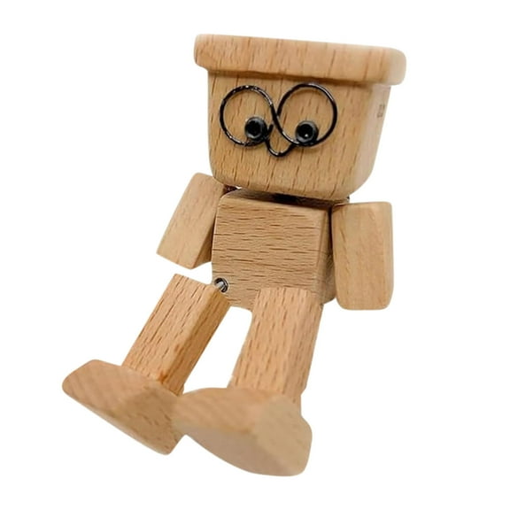 Charming Little Wooden Figure That Sways with Magnetic Expressions, Funny Shaking Feet Wooden Man Figure, New Cute Car Dashboard Desktop Decor Ornaments (1PCS)
