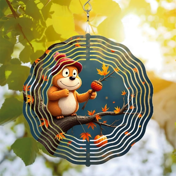 Charming Metal Hanging Wind Spinner with Circular Pattern Design ...