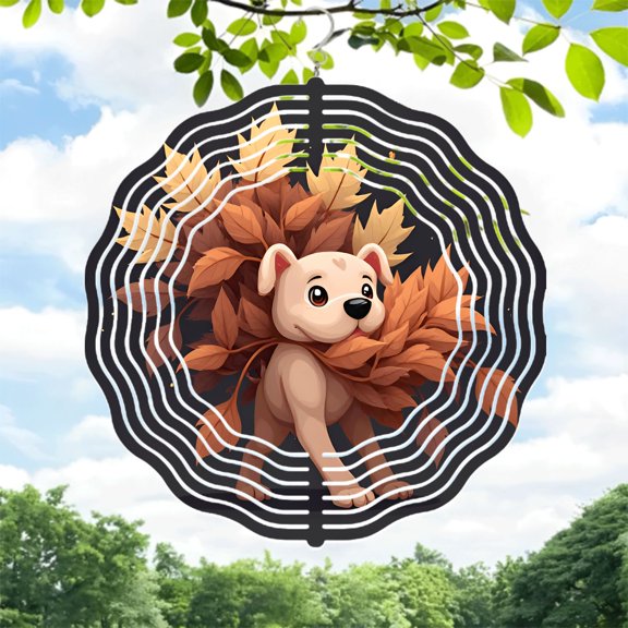 Charming Metal Hanging Wind Spinners & Chimes - Autumn Leaf Design for Cozy Yard & Garden Decor - Warm Colors & Depth