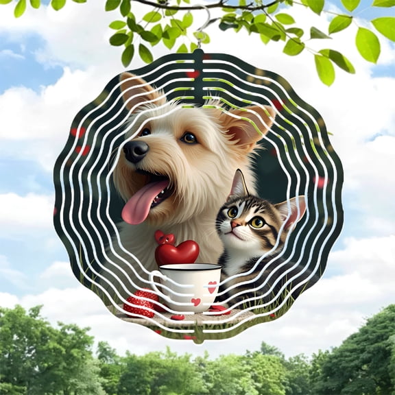 Charming Metal Hanging Wind Spinners & Chimes - Heart Pattern Design for Cozy Yard & Garden Decor Perfect for Outdoor Ambiance