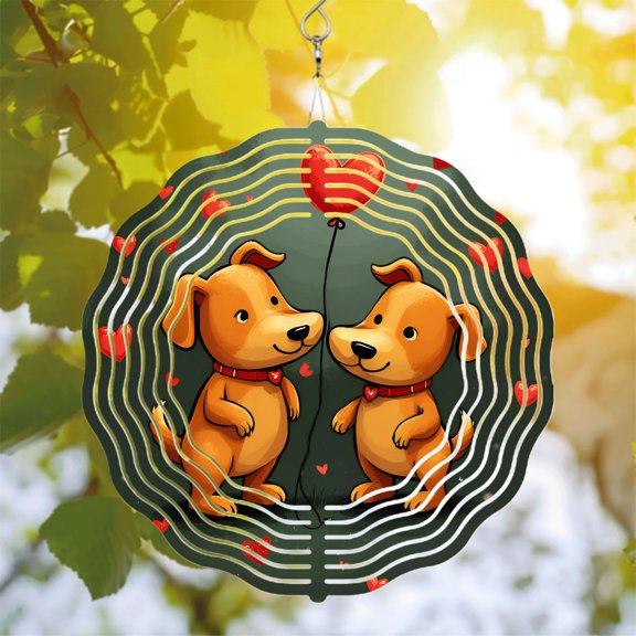 Charming Metal Hanging Wind Spinners & Chimes - Spiral Design with Heart Accents for Yard & Garden Decor Perfect for Love & Companionship