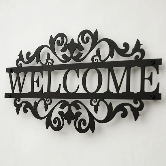 Charming Metal Welcome Sign for Entryway, Shop Door or Wall - Artistic Iron Decor, Decoration suitable for hotel/Entrance Simple style Clean lines Highly practical