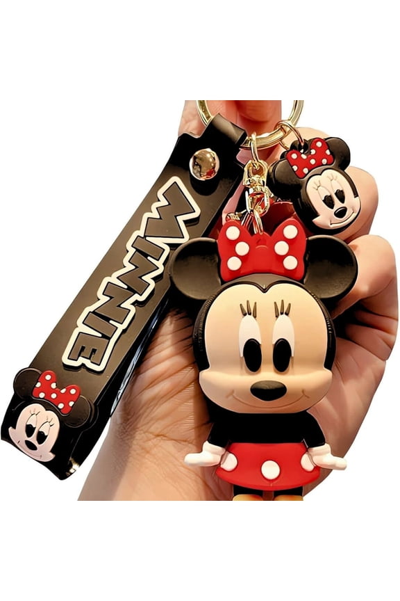 Charming Minnie Mouse Keychain - Disney Collectible Figure for Bag, Door, and Car Key-Ring
