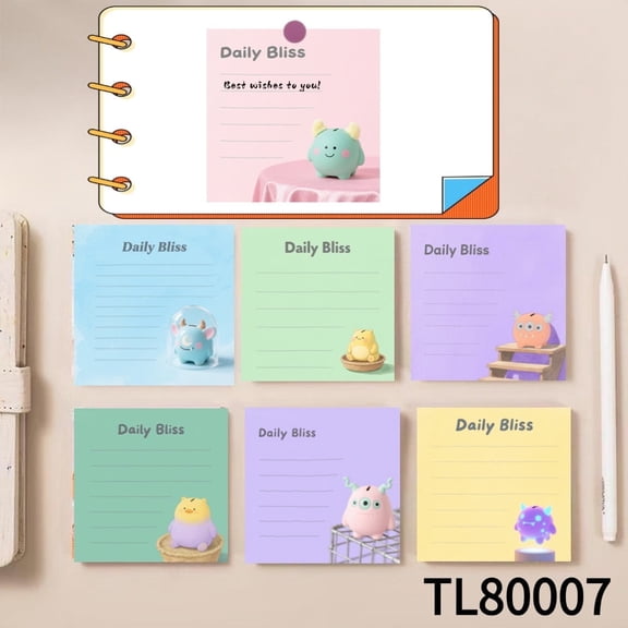 Charming Monster Piggy Bank - Designed Sticky Notes - Ideal for Stationery Lovers (3.54×3.54 Inches) Designed for Quickly Jotting Down Reminders, Marking Key Points and Leaving Temporary Messages.