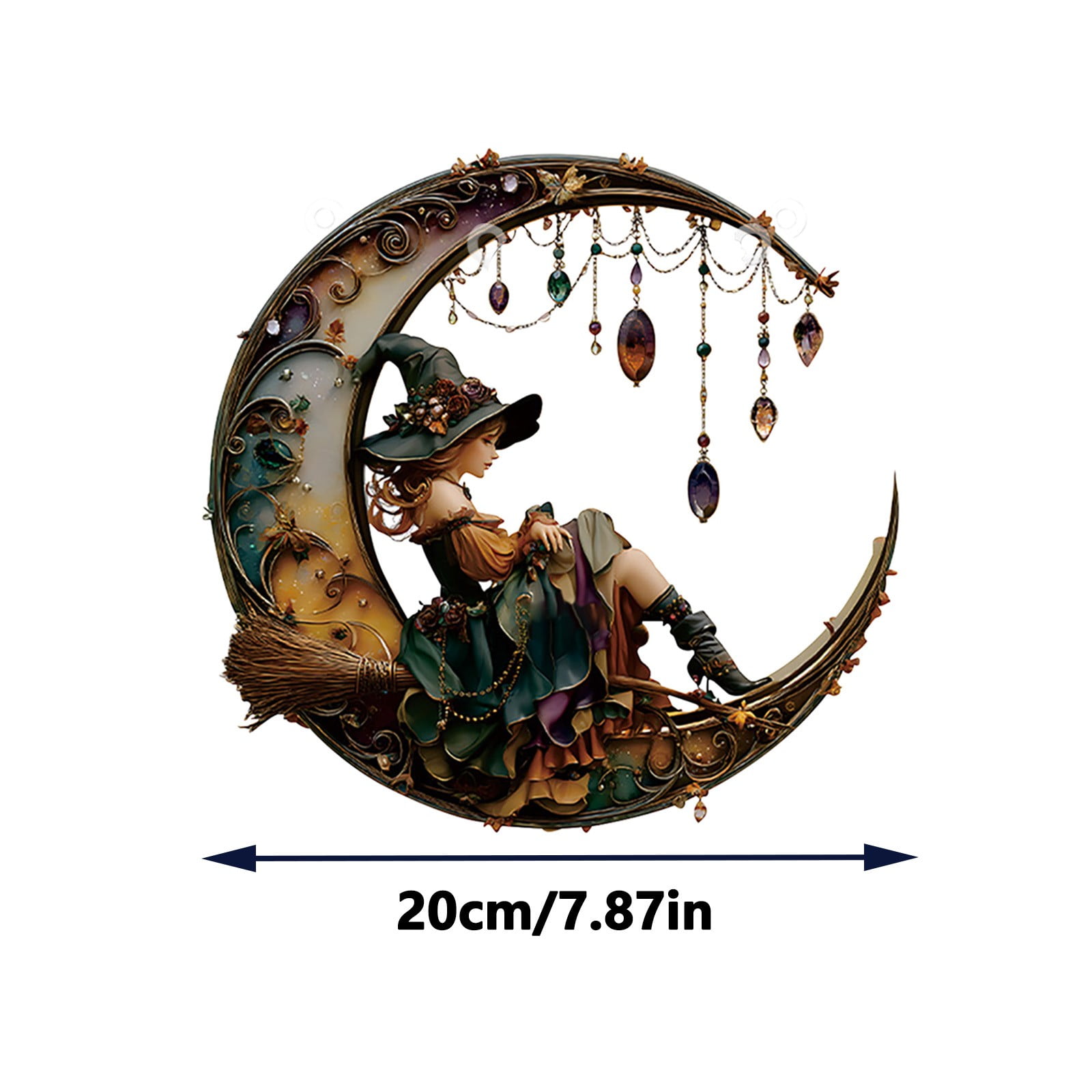 Charming Moonlight Witch Acrylic Stained Glass Window Hanging Sun