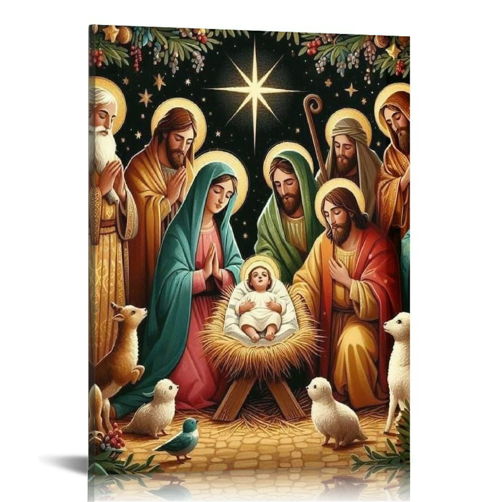 Nativity Scene Birth of Jesus Canvas Wall Art