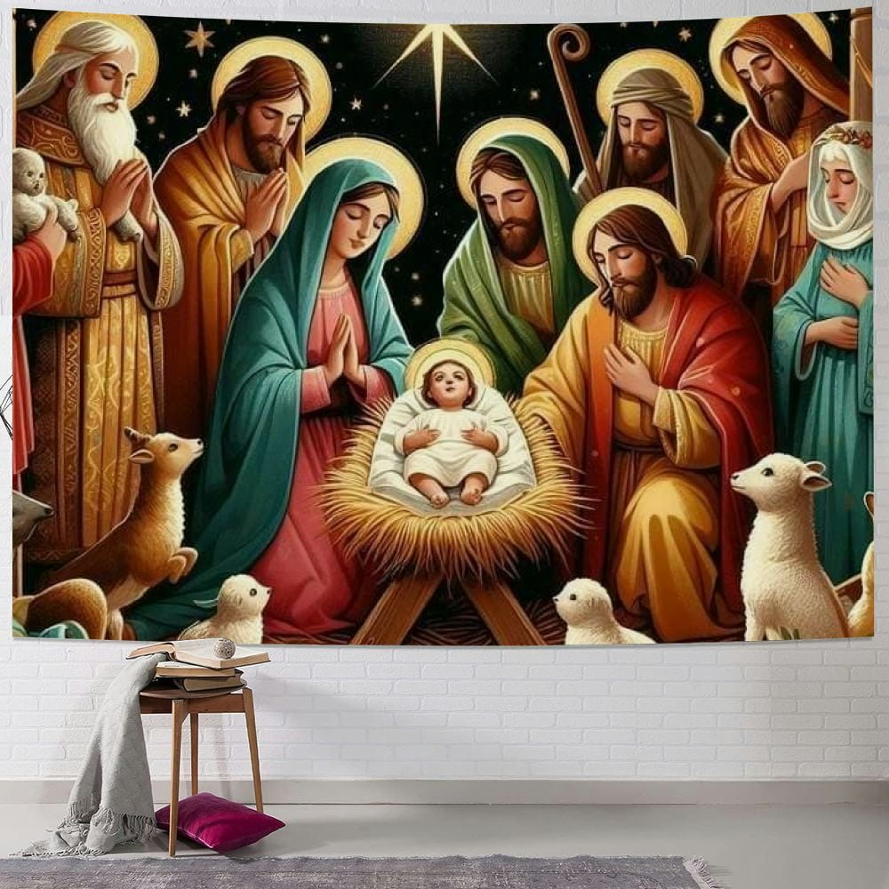 Wood Nativity Manger Scene Ornament - Christmas Decor For Home, Office, Farmhouse, Brown, 9.84" X 4.33" X 9.84"
