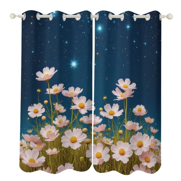 Charming Night Garden Blackout Window Curtains for Bedroom Living Room Kicthen High Shading 2 Panels