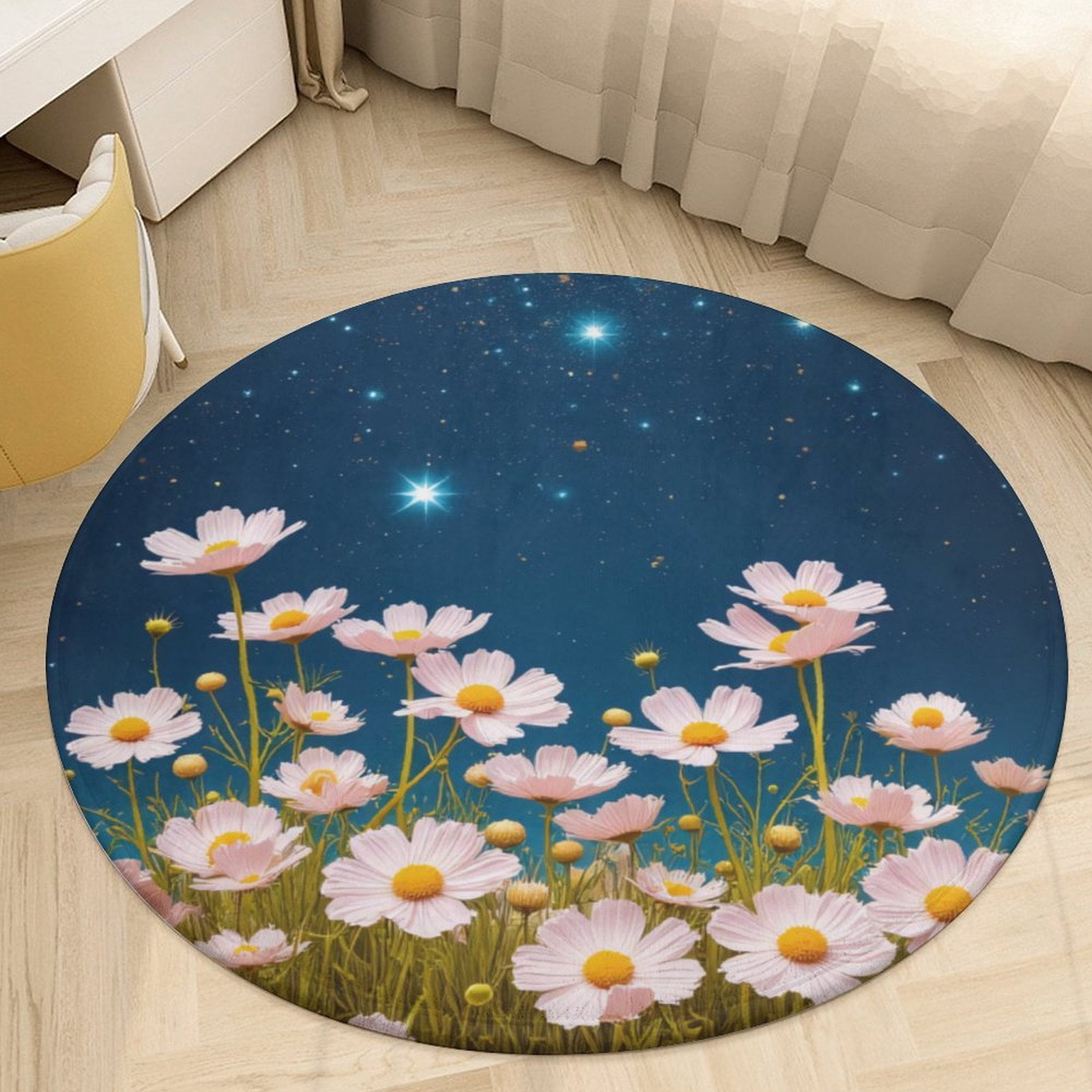Charming Night Garden Round Area Rugs for Bedroom Living Room, 5FT Soft ...