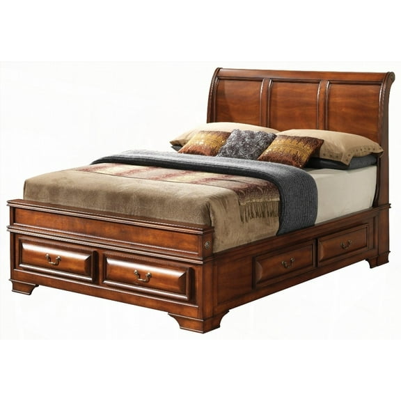 Charming Oak Storage Bed - 54"H x 65"W x 92"D, Compliments Many Decor Options