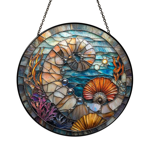 Charming Ocean Sailfish Suncatcher Round Window Hanging Plaque Art