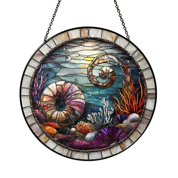 Charming Ocean Sailfish Suncatcher Round Window Hanging Plaque Decor