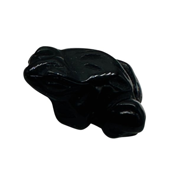 Charming Onyx Stone Frog Animal Beads Figurine | Black|