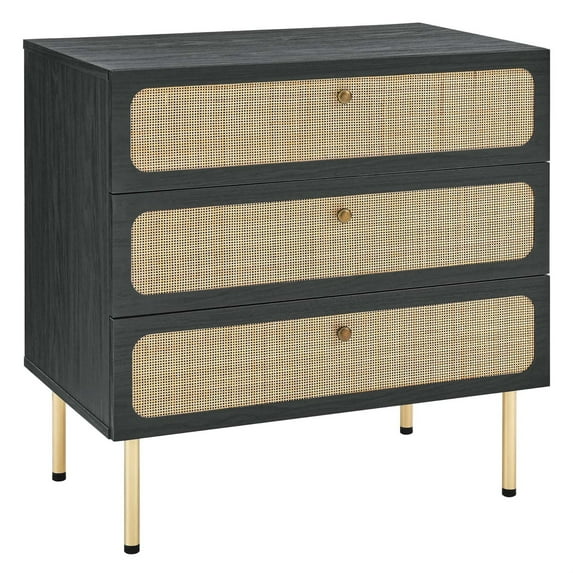 Charming Oval Rattan 3-Drawer Chest - Elegant and Versatile Storage Solution
