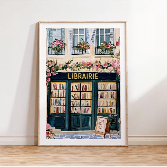 Charming Paris Bookstore Cozy Librairie French Street Poster Unframed Paper Print