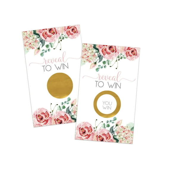 Charming Pink Floral Scratch Off Card Games - 30 Pack for Showers, Graduation, Birthday, Prize Drawings & Raffle Tickets