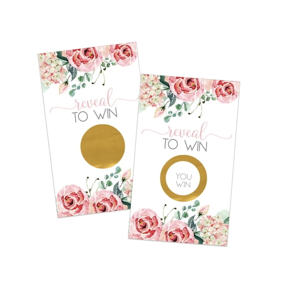 Charming Pink Floral Scratch Off Card Games - 30 Pack for Showers, Graduation, Birthday, Prize Drawings & Raffle Tickets