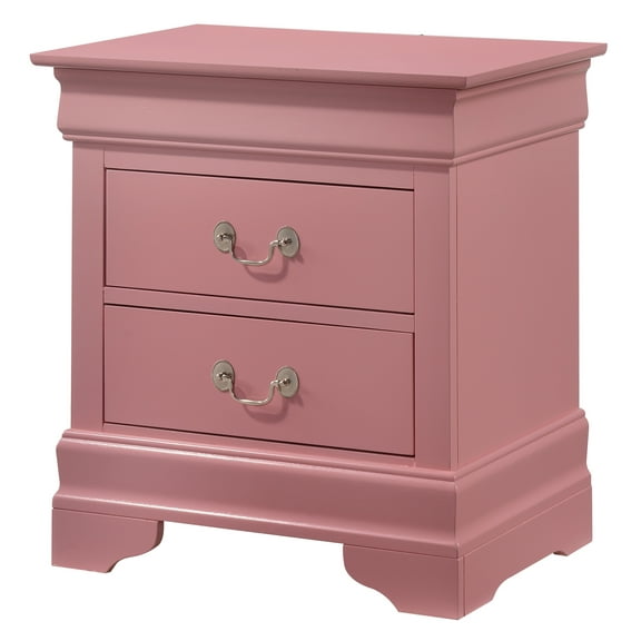 Charming Pink Traditional Nightstand 22"W x 16"D x 24"H | No Assembly Required | Durable Particle Board | Perfect for Living Room, Bedroom, or Entryway
