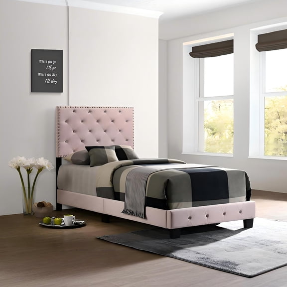 Charming Pink Twin Bed For