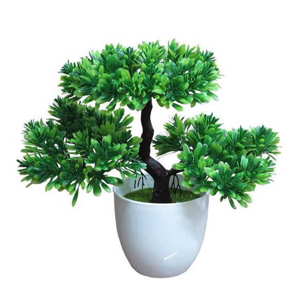 Charming Plastic Welcome Pine Tree with Pot: for & Office Decor!